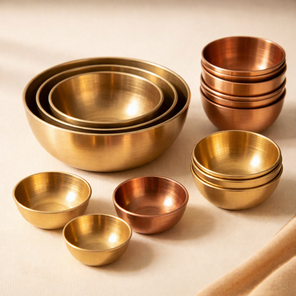 Handcrafted metal bowls and katoris